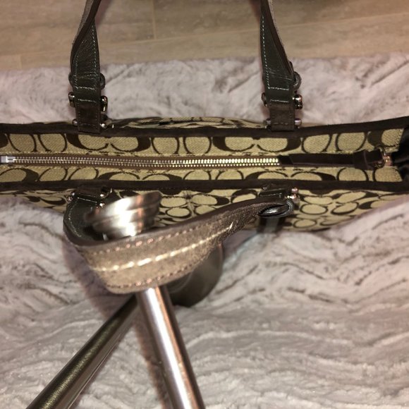 Coach Signature Tote with Suede Trim - Picture 2 of 4